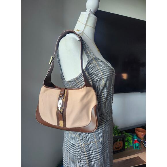 Gucci Jackie Shoulder Bag in Beige with Brown Vintage Small Adjustable Strap - Picture 3 of 16